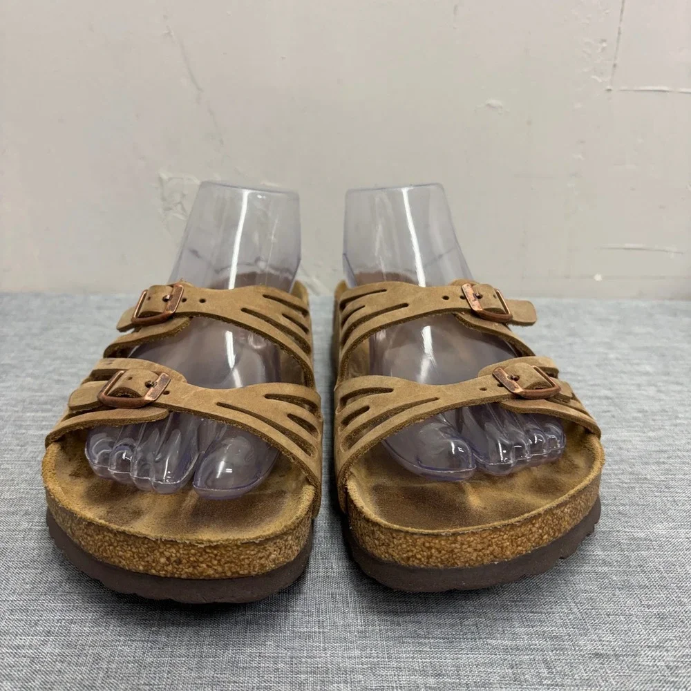 Birkenstock Granby Sandals Women Size 9 Brown Tobacco Nubuck Leather Multi-Strap